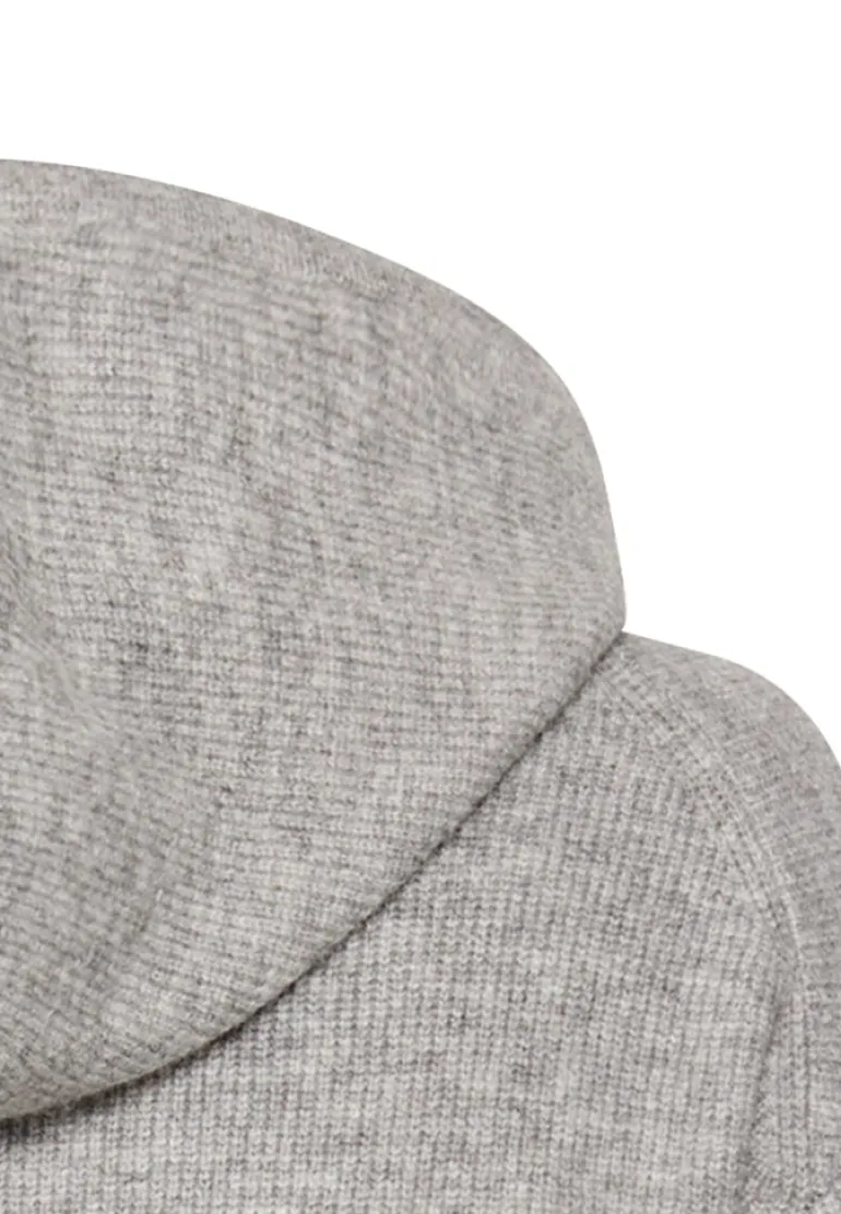 Strickpullover mit Kapuze grey melange