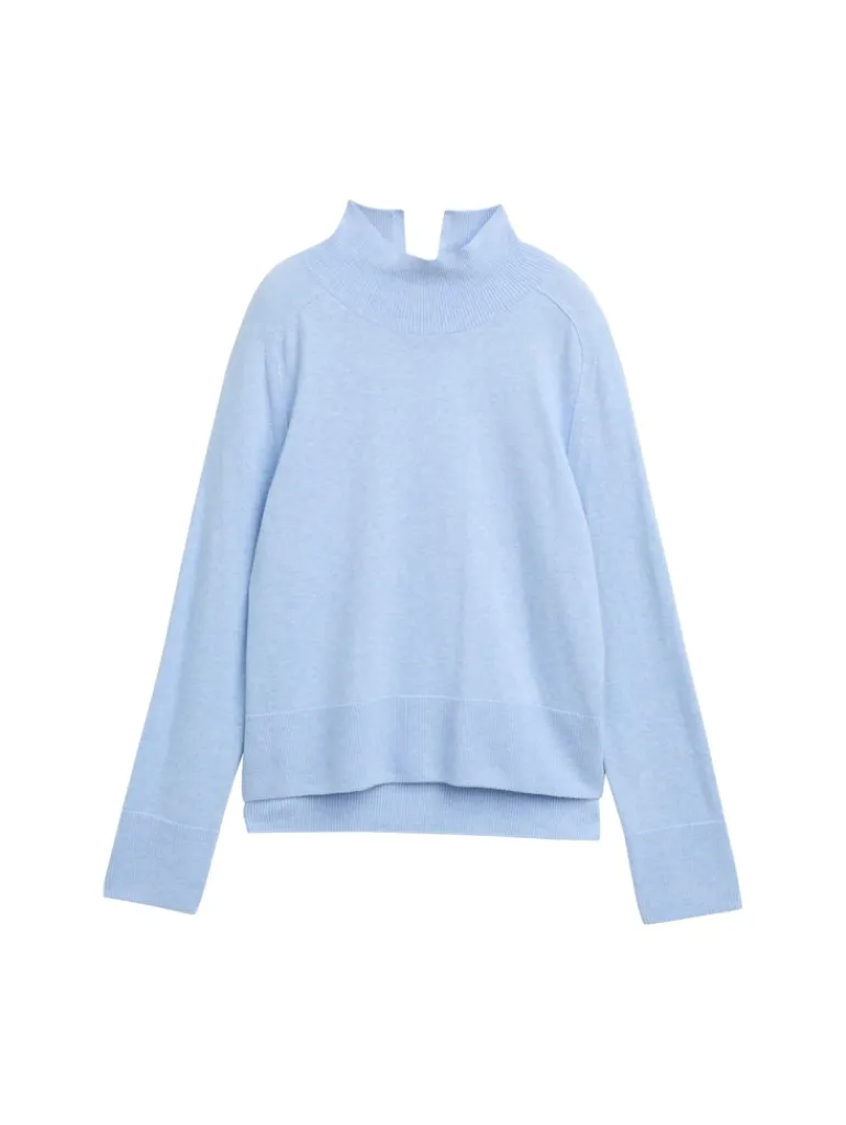 Strickpullover mit Kaschmir-Anteil light fjord blue melange