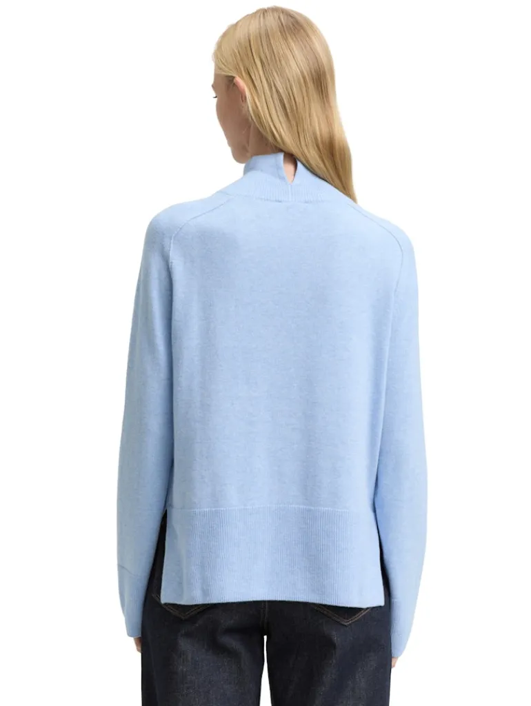 Strickpullover mit Kaschmir-Anteil light fjord blue melange