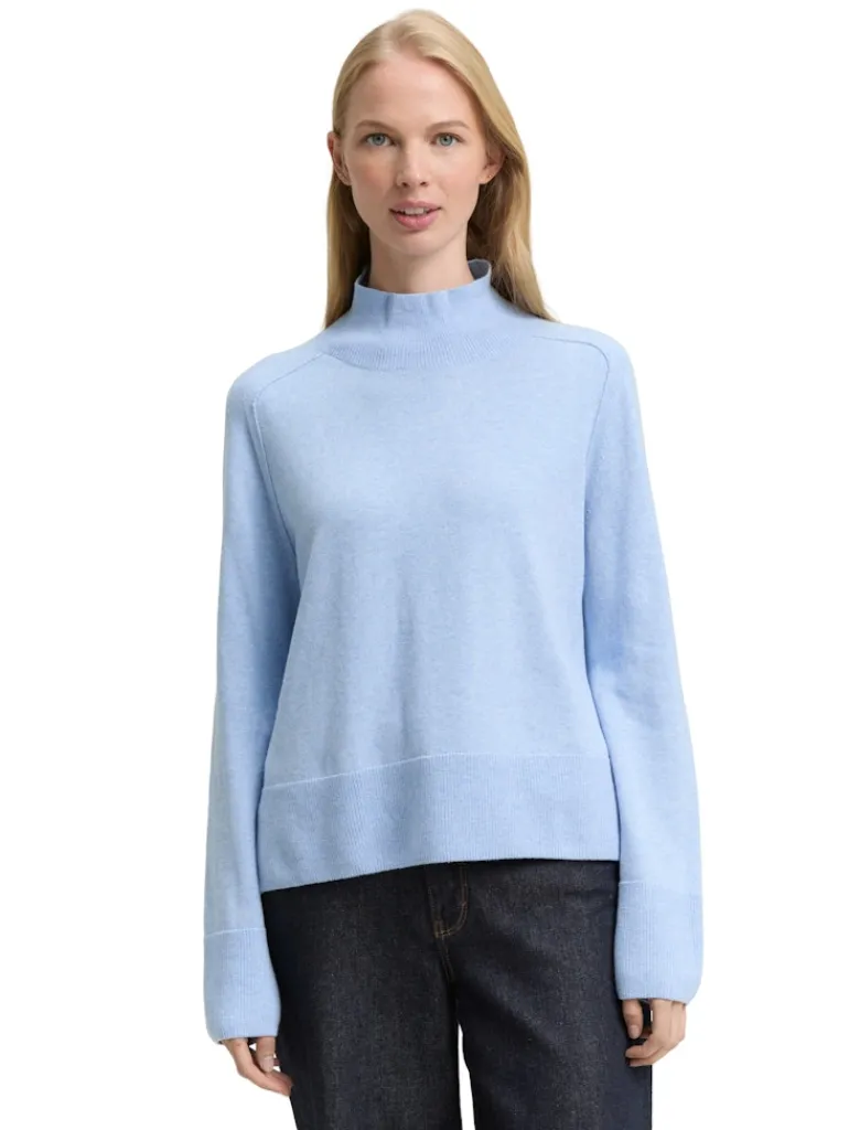 Strickpullover mit Kaschmir-Anteil light fjord blue melange