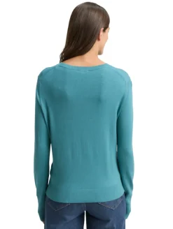 Strickpullover mit Knopf-Details tropical teal