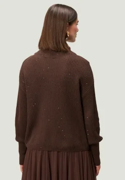 Strickpullover mit Pailletten brownbrown