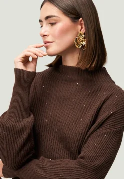 Strickpullover mit Pailletten brownbrown