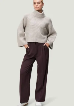 Strickpullover mit Rollkragen beige melange