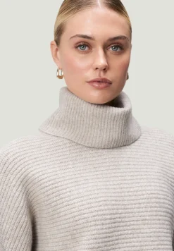 Strickpullover mit Rollkragen beige melange