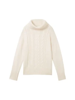 Strickpullover mit Rollkragen soft beige melange