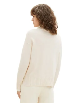 Strickpullover mit Rollkragen soft beige melange