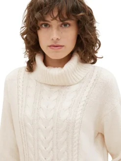 Strickpullover mit Rollkragen soft beige melange