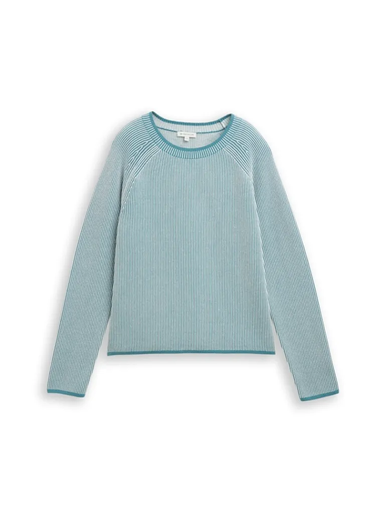 Strickpullover mit Rundhalsausschnitt teal plaited knit