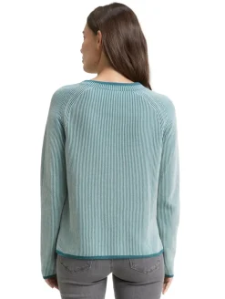 Strickpullover mit Rundhalsausschnitt teal plaited knit