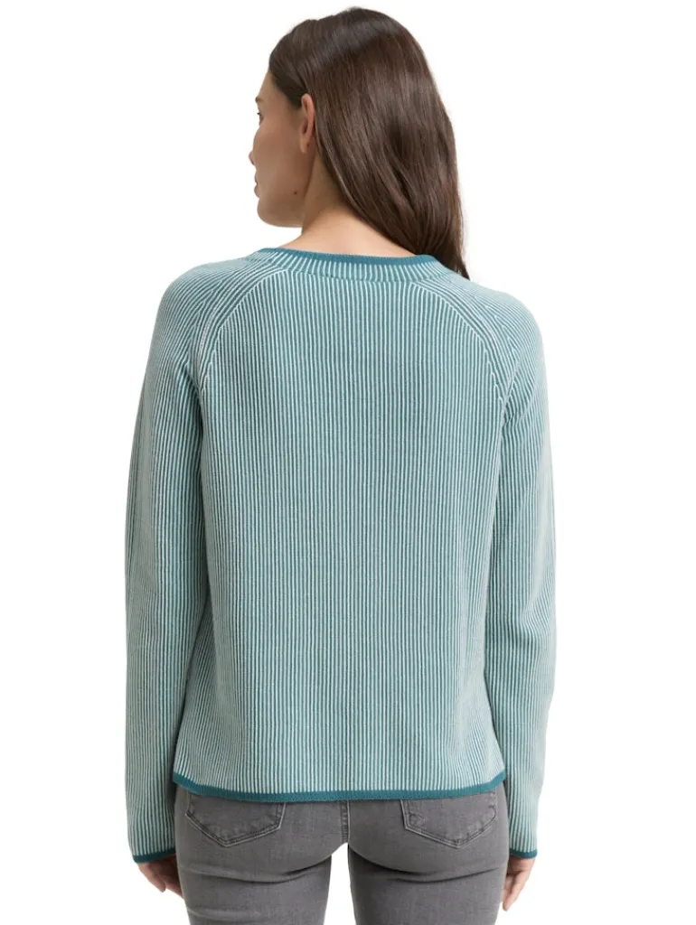 Strickpullover mit Rundhalsausschnitt teal plaited knit