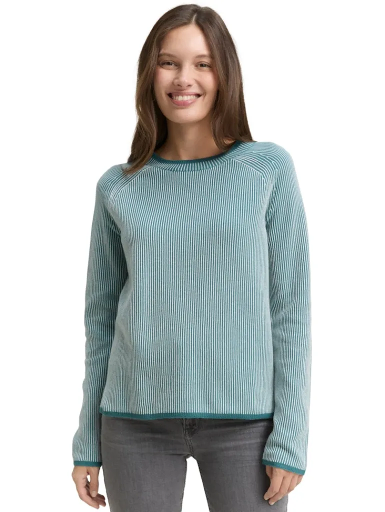 Strickpullover mit Rundhalsausschnitt teal plaited knit