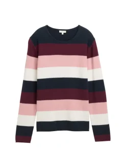 Strickpullover mit Rundhalsausschnitt big rose knit stripe