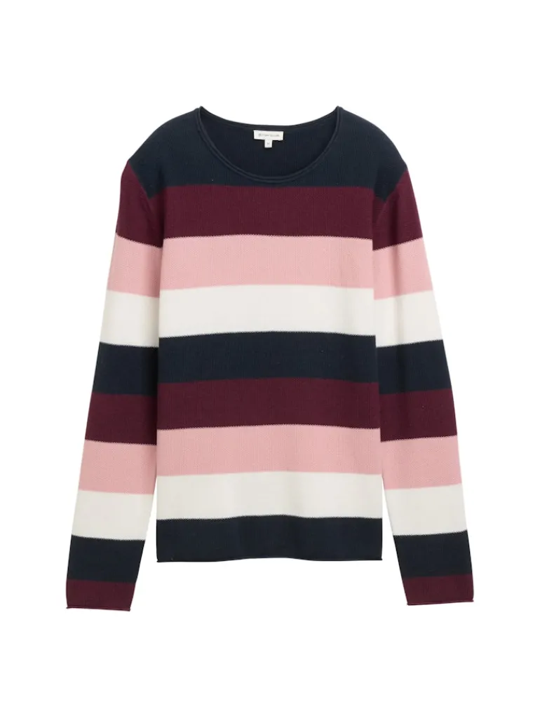 Strickpullover mit Rundhalsausschnitt big rose knit stripe