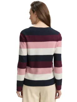 Strickpullover mit Rundhalsausschnitt big rose knit stripe