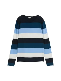 Strickpullover mit Rundhalsausschnitt big teal knit stripe
