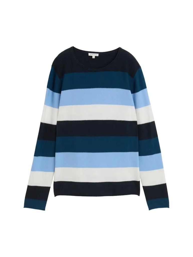Strickpullover mit Rundhalsausschnitt big teal knit stripe