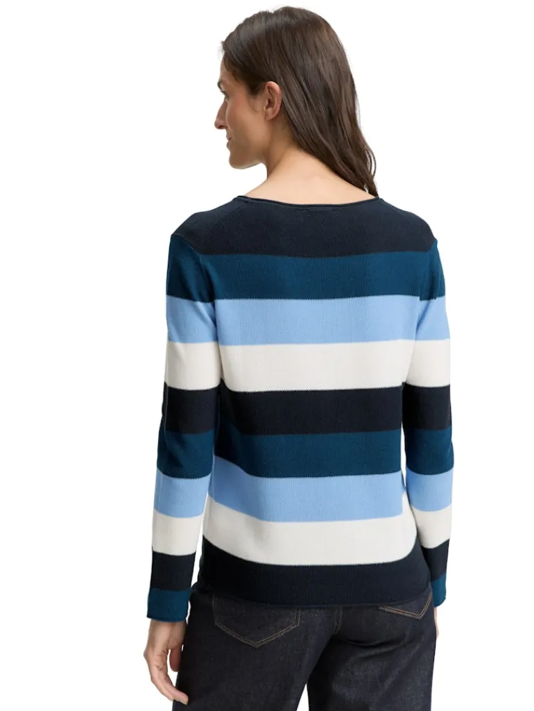 Strickpullover mit Rundhalsausschnitt big teal knit stripe