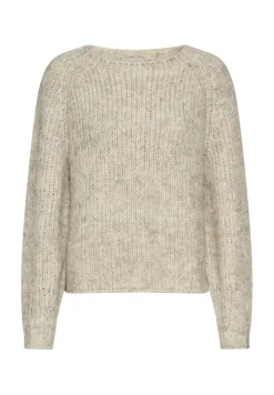 Strickpullover mit Rundhalsausschnitt light grey melange