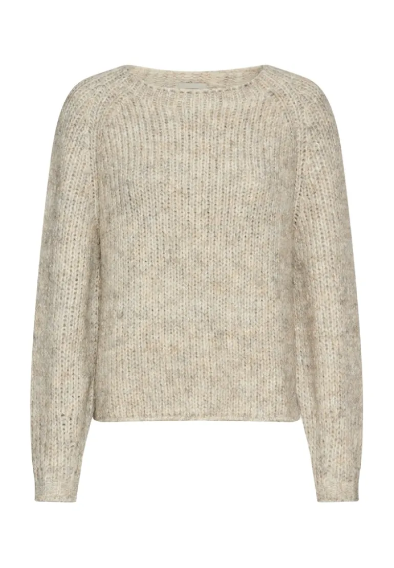 Strickpullover mit Rundhalsausschnitt light grey melange