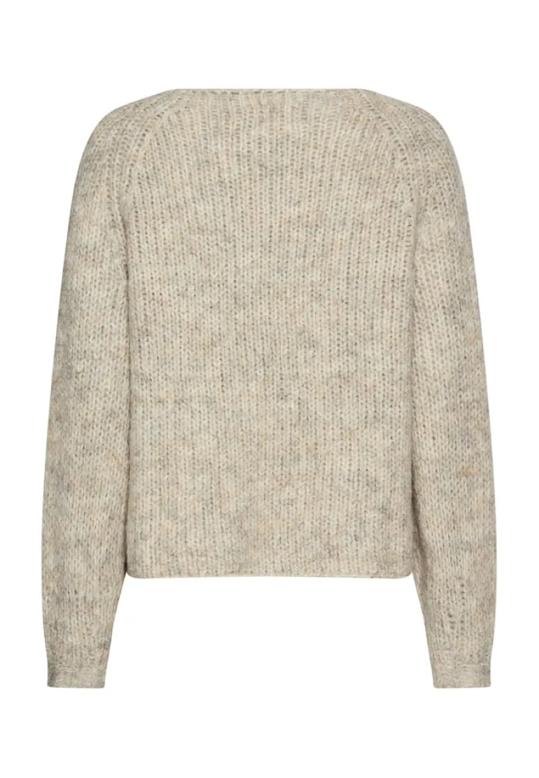 Strickpullover mit Rundhalsausschnitt light grey melange