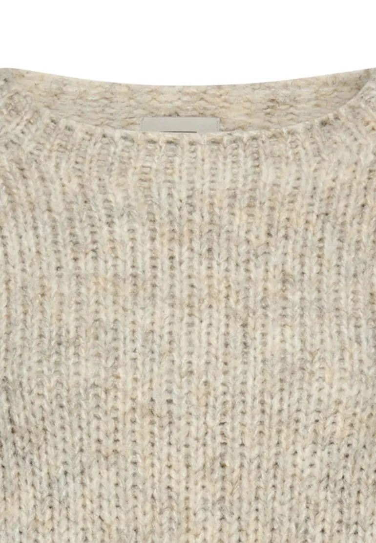 Strickpullover mit Rundhalsausschnitt light grey melange