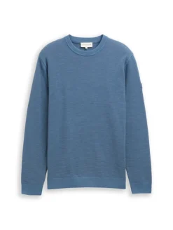 Strickpullover mit Rundhalsausschnitt faded uniform blue