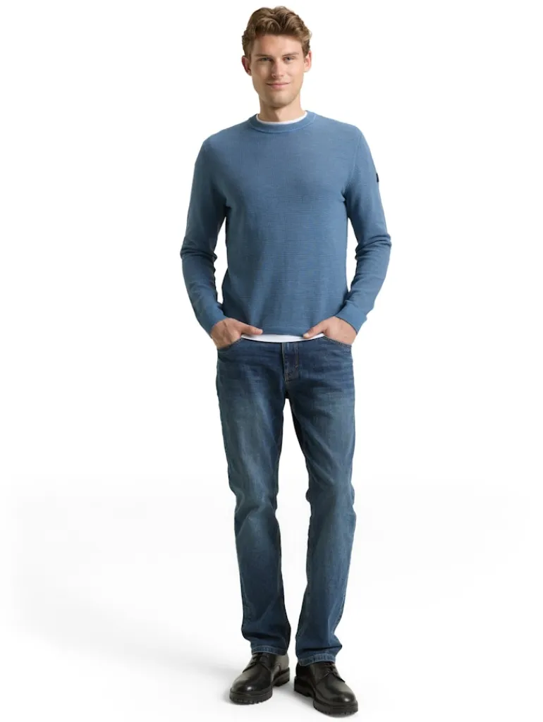 Strickpullover mit Rundhalsausschnitt faded uniform blue
