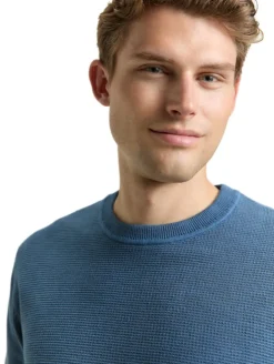 Strickpullover mit Rundhalsausschnitt faded uniform blue