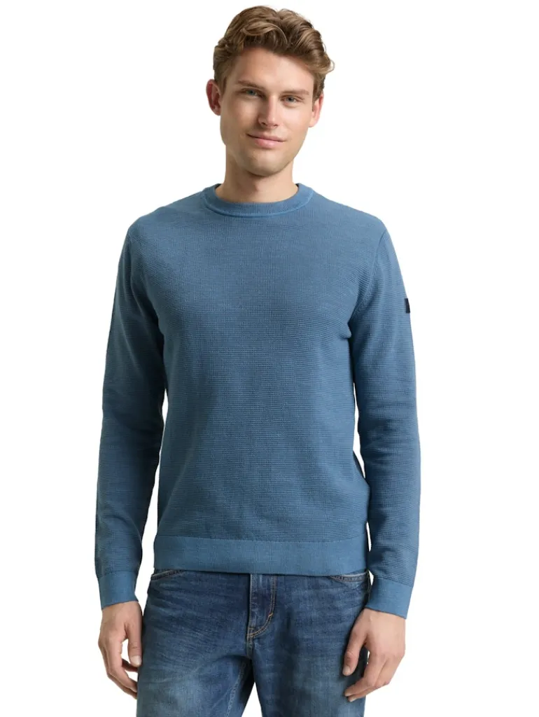 Strickpullover mit Rundhalsausschnitt faded uniform blue