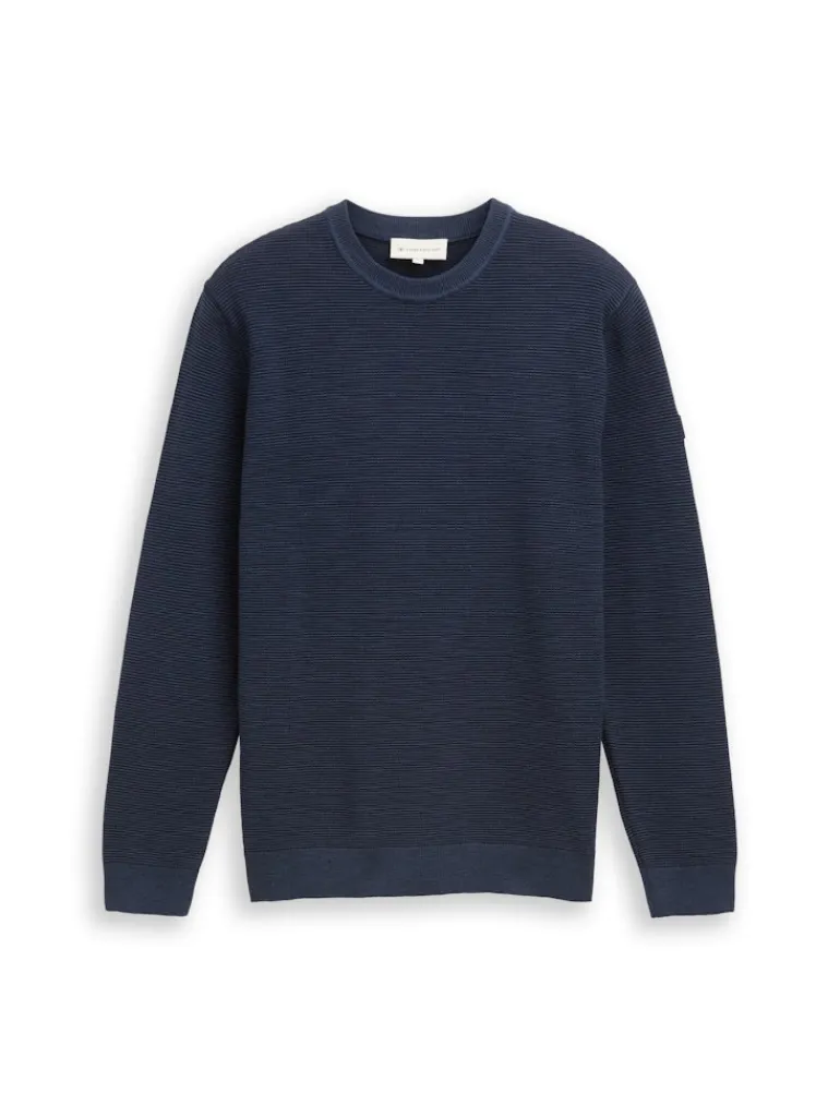 Strickpullover mit Rundhalsausschnitt sky captain blue