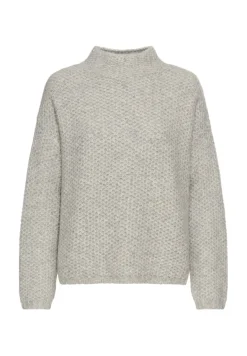 Strickpullover mit Stehkragen grey melange