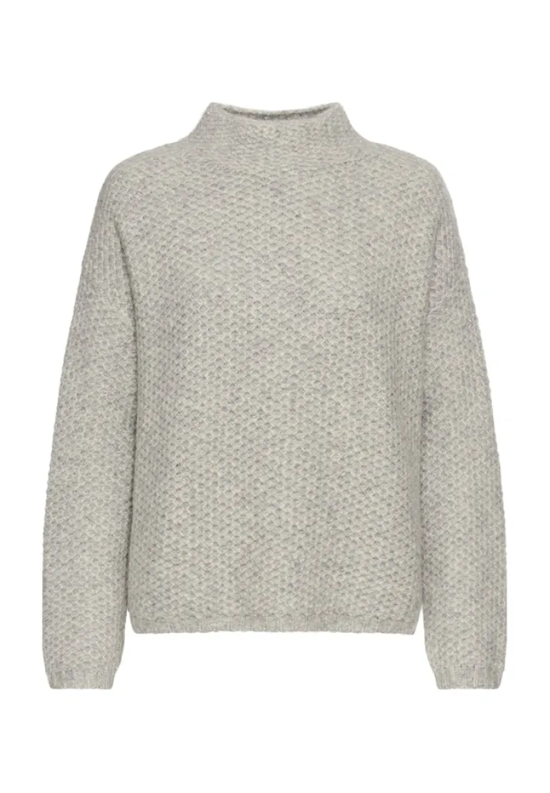 Strickpullover mit Stehkragen grey melange