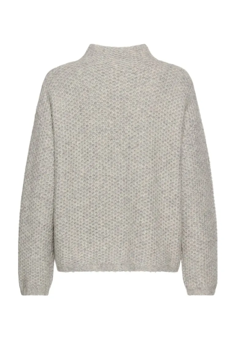 Strickpullover mit Stehkragen grey melange