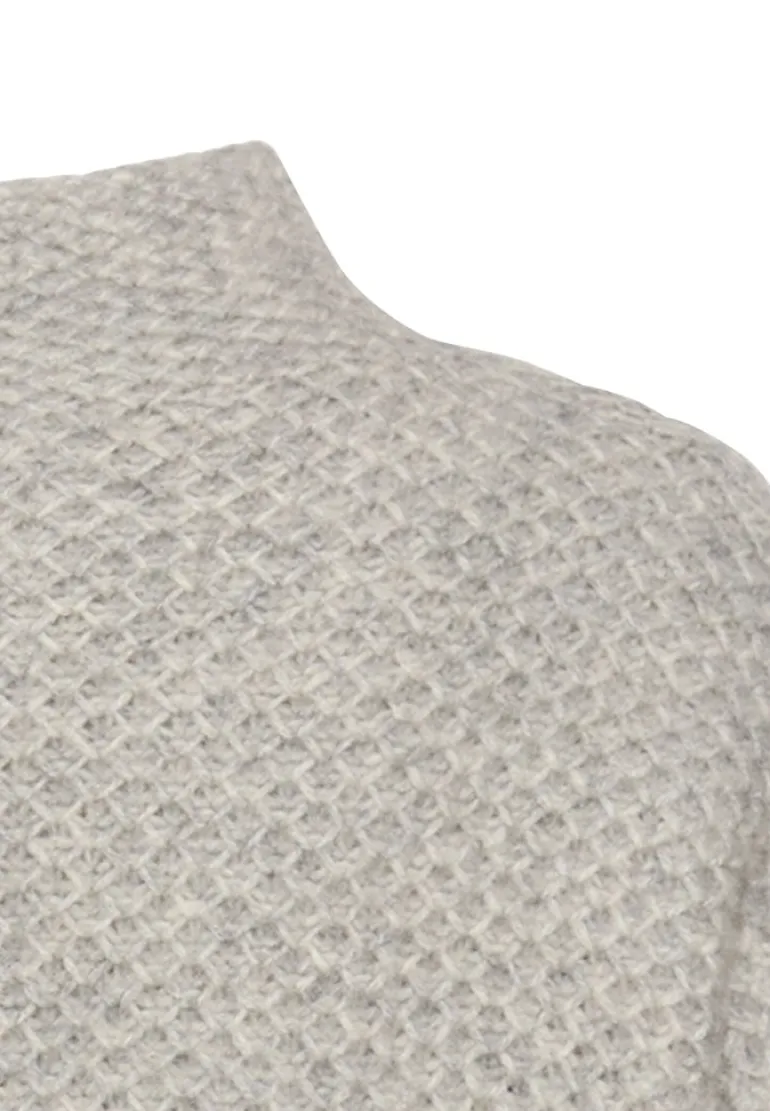 Strickpullover mit Stehkragen grey melange
