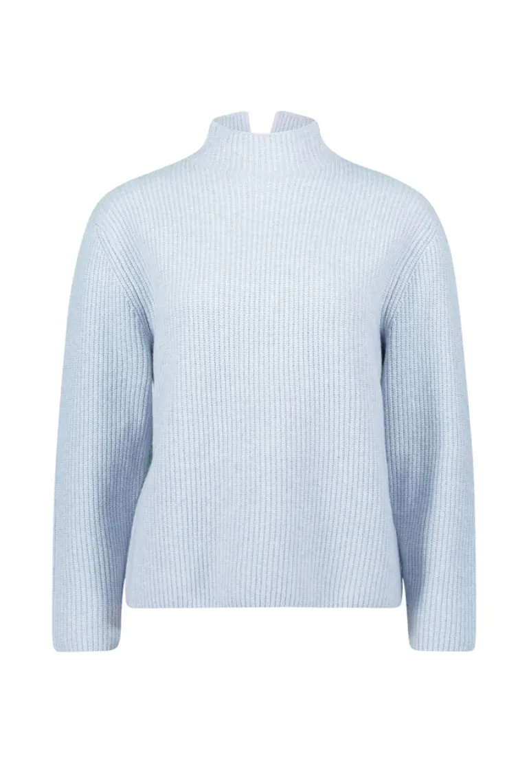 Strickpullover mit Stehkragen light blue melange