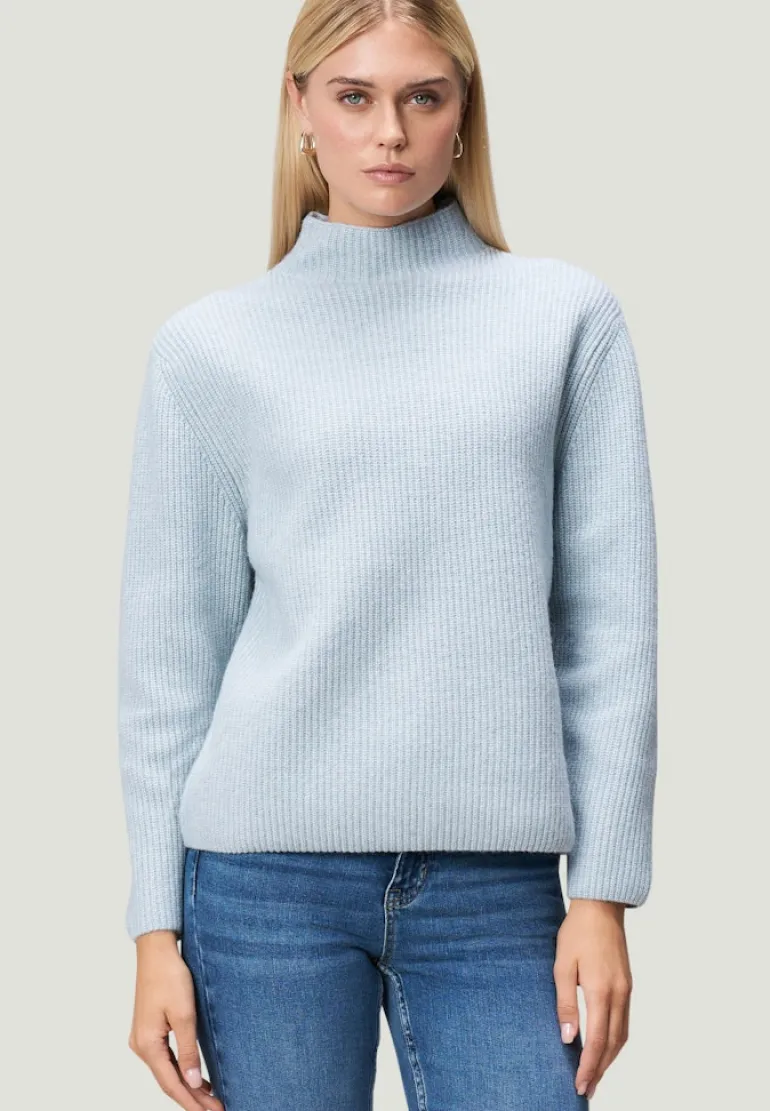 Strickpullover mit Stehkragen light blue melange