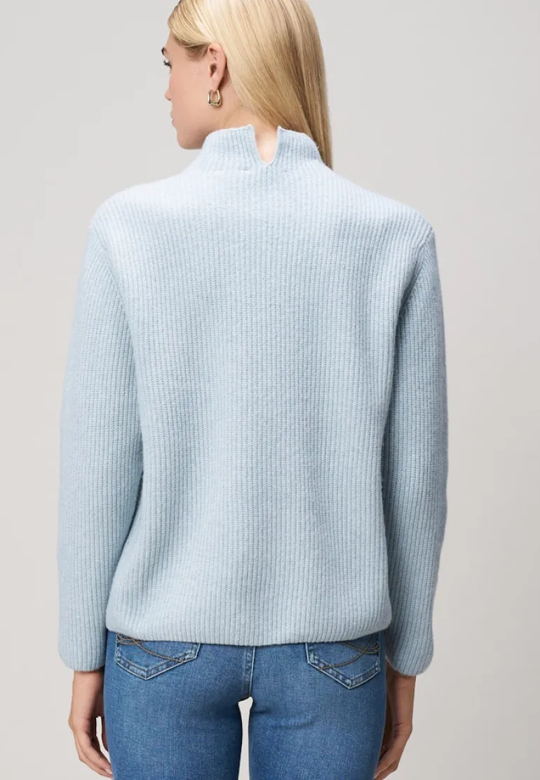 Strickpullover mit Stehkragen light blue melange