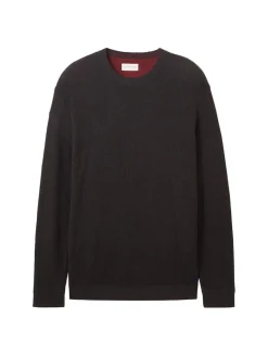 Strickpullover mit Struktur black grey melange