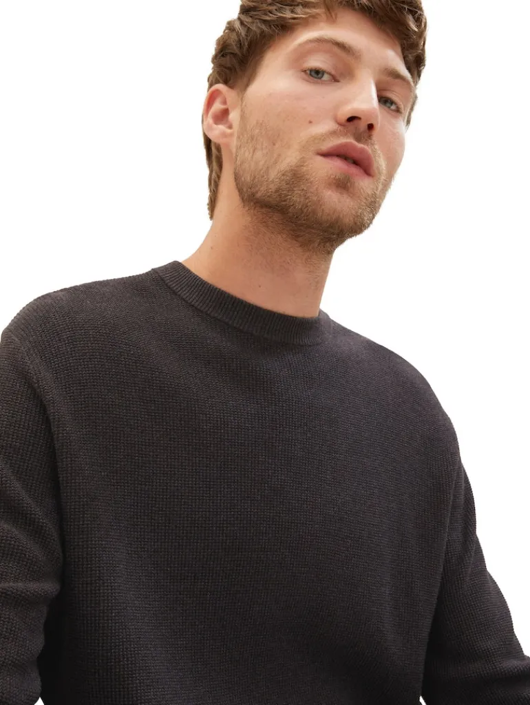Strickpullover mit Struktur black grey melange