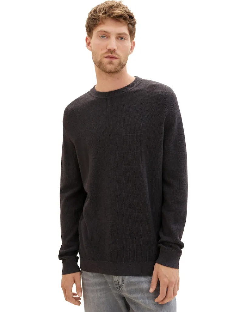 Strickpullover mit Struktur black grey melange