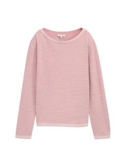 Strickpullover mit U-Boot-Ausschnitt rose bubble knit stripe