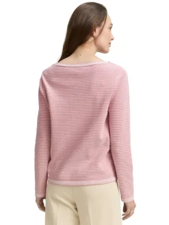 Strickpullover mit U-Boot-Ausschnitt rose bubble knit stripe