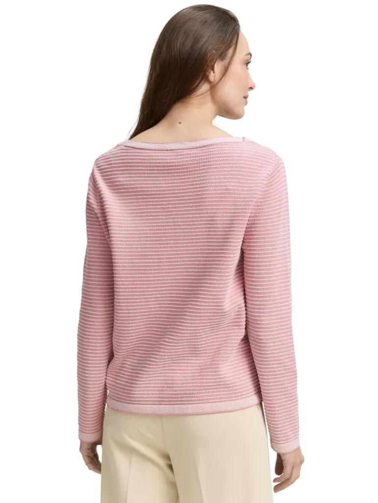 Strickpullover mit U-Boot-Ausschnitt rose bubble knit stripe