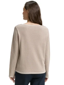 Strickpullover mit U-Boot-Ausschnitt soft taupe bubble knit stripe