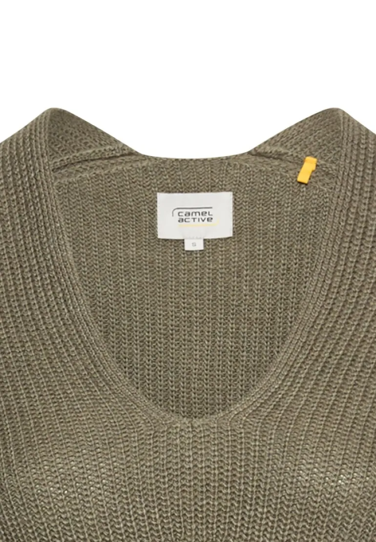 Strickpullover mit V-Ausschnitt shadow khaki