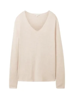 Strickpullover mit V-Ausschnitt desert sand melange