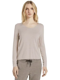 Strickpullover mit V-Ausschnitt desert sand melange