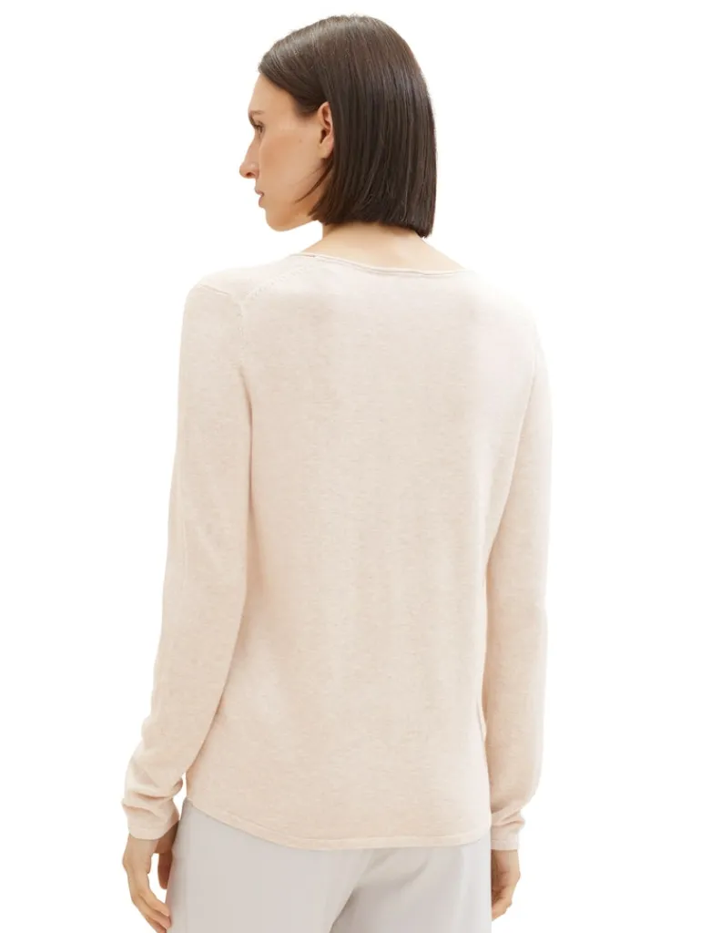 Strickpullover mit V-Ausschnitt desert sand melange