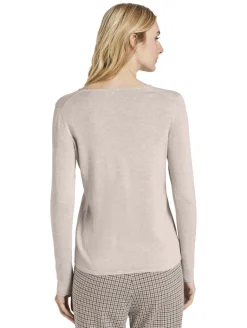 Strickpullover mit V-Ausschnitt desert sand melange